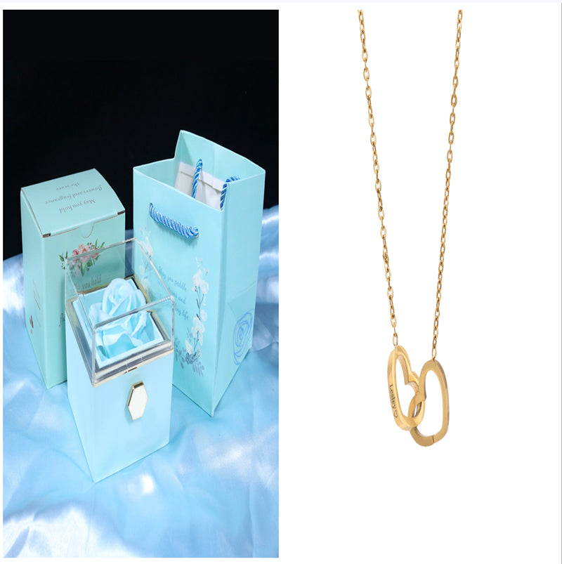 Rotating Rose Jewelry Gift Box with Necklace