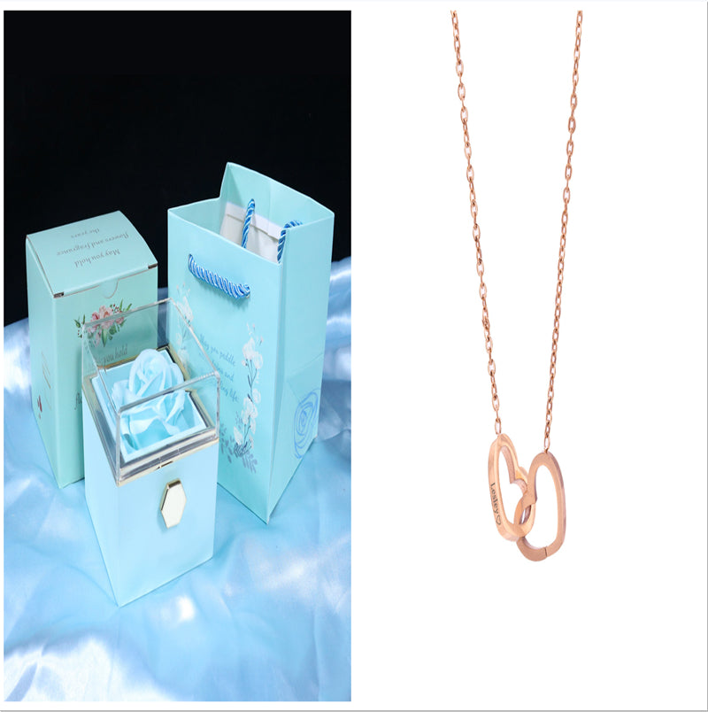 Rotating Rose Jewelry Gift Box with Necklace