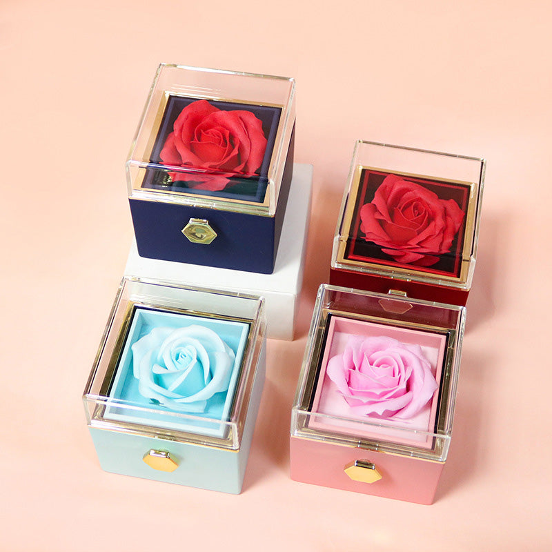 Rotating Rose Jewelry Gift Box with Necklace