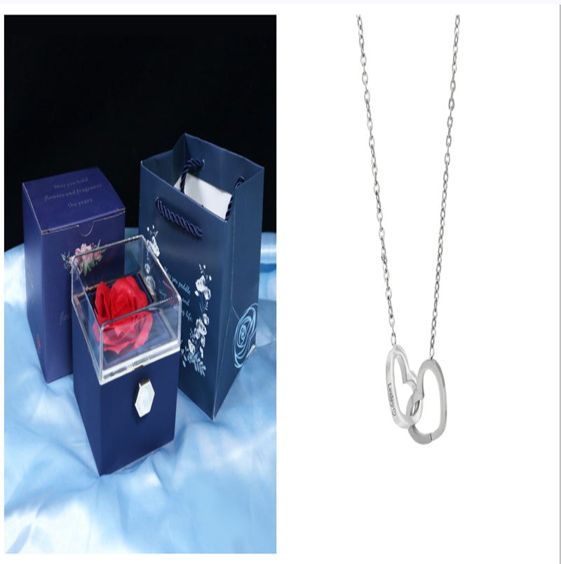 Rotating Rose Jewelry Gift Box with Necklace