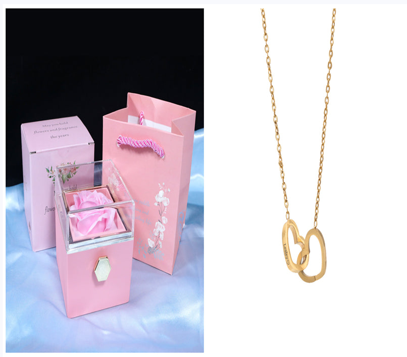 Rotating Rose Jewelry Gift Box with Necklace