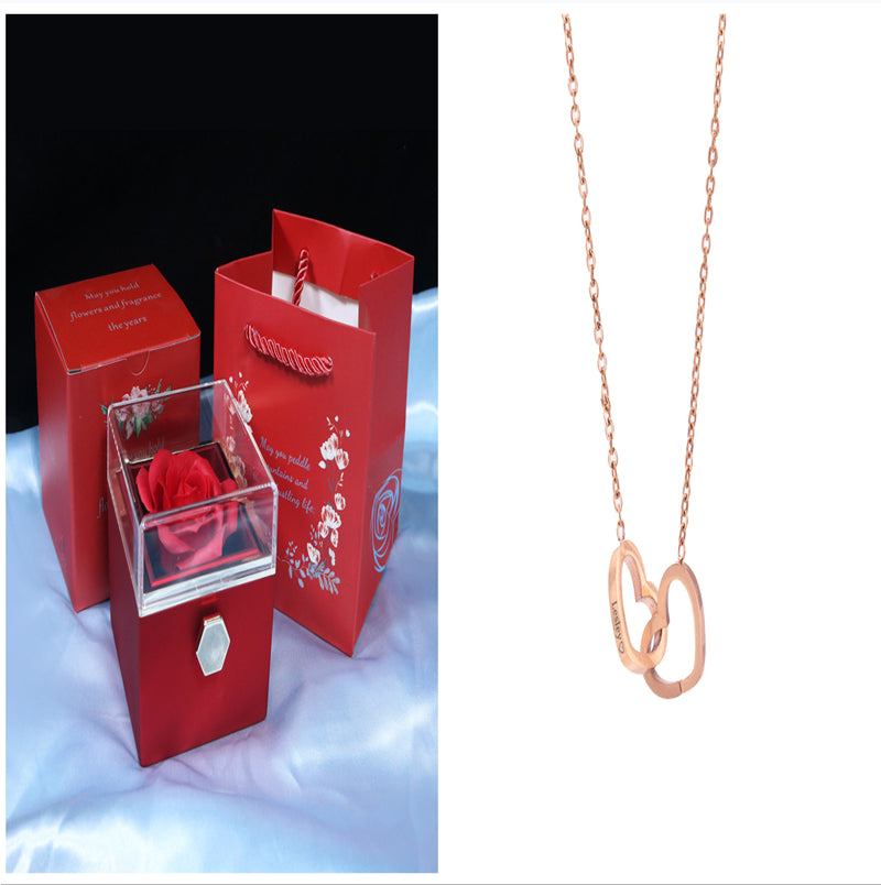 Rotating Rose Jewelry Gift Box with Necklace