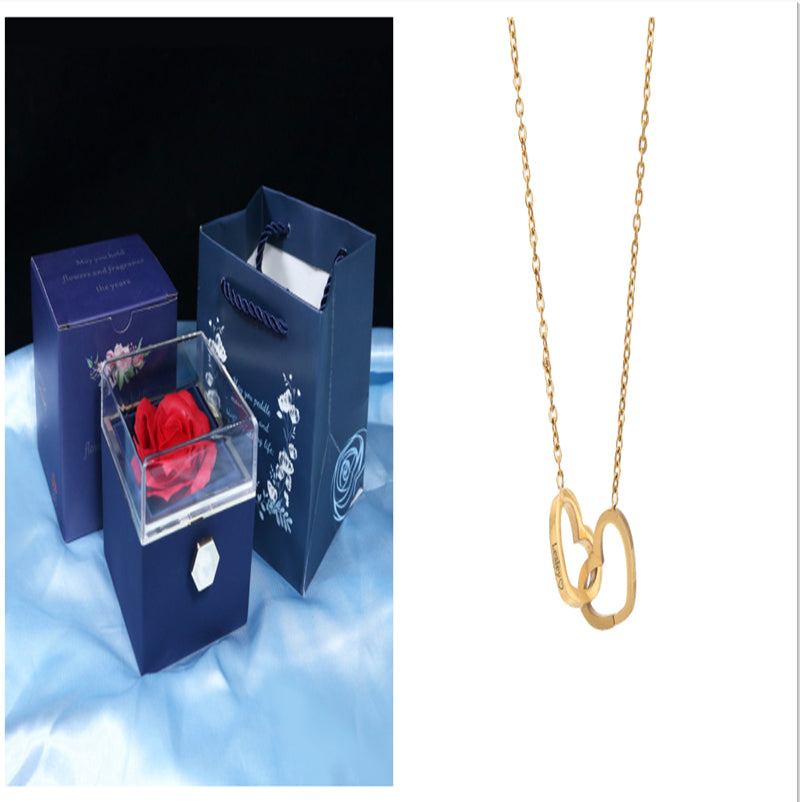 Rotating Rose Jewelry Gift Box with Necklace