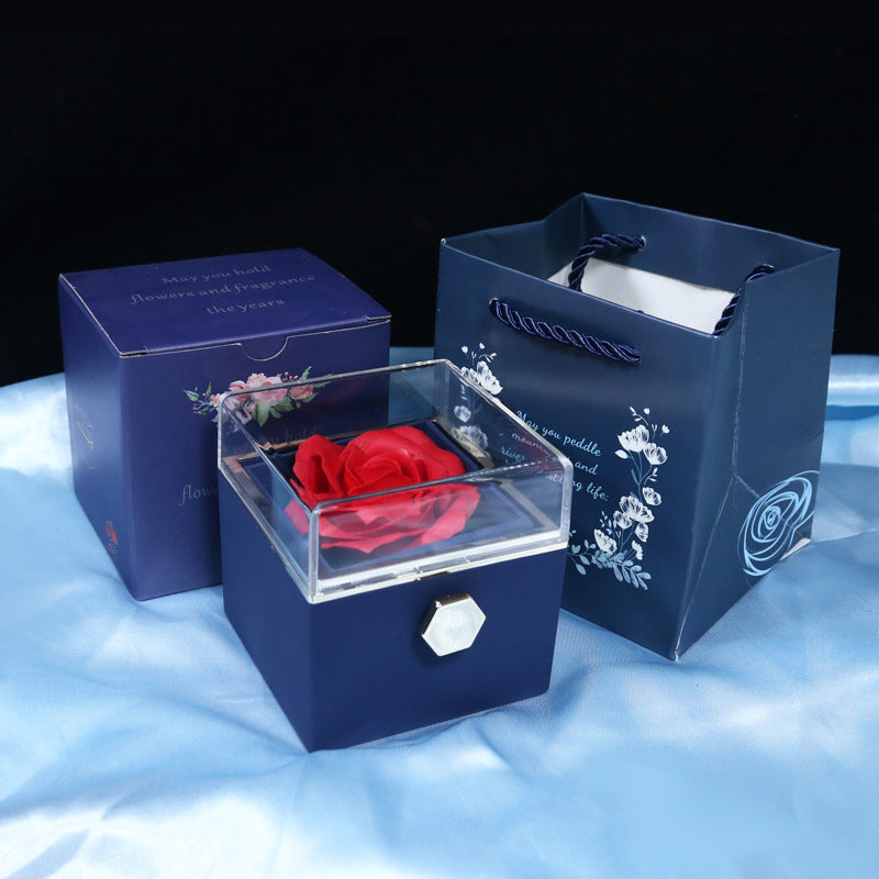 Rotating Rose Jewelry Gift Box with Necklace