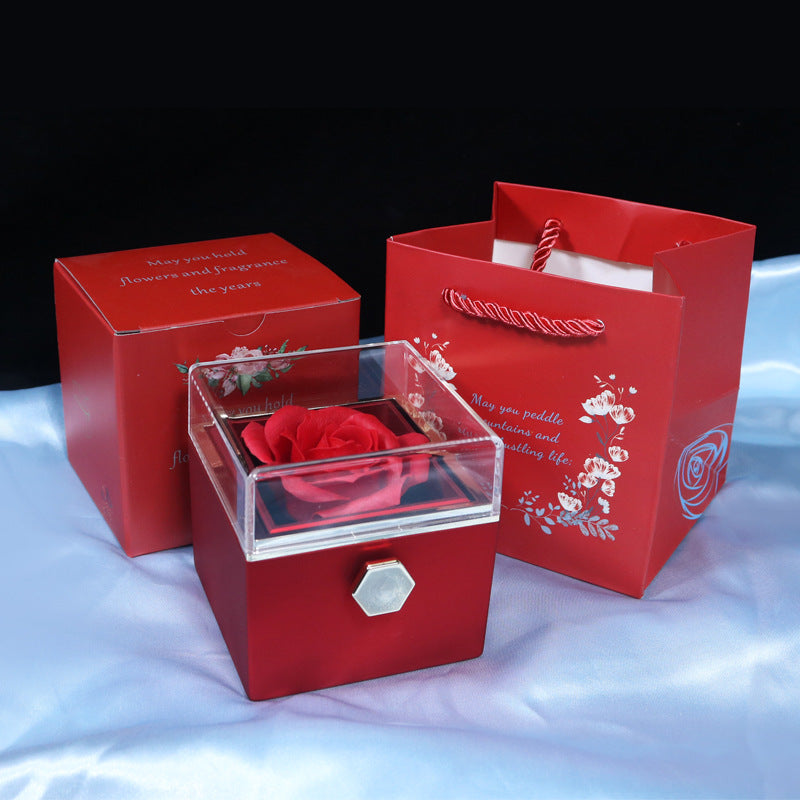 Rotating Rose Jewelry Gift Box with Necklace