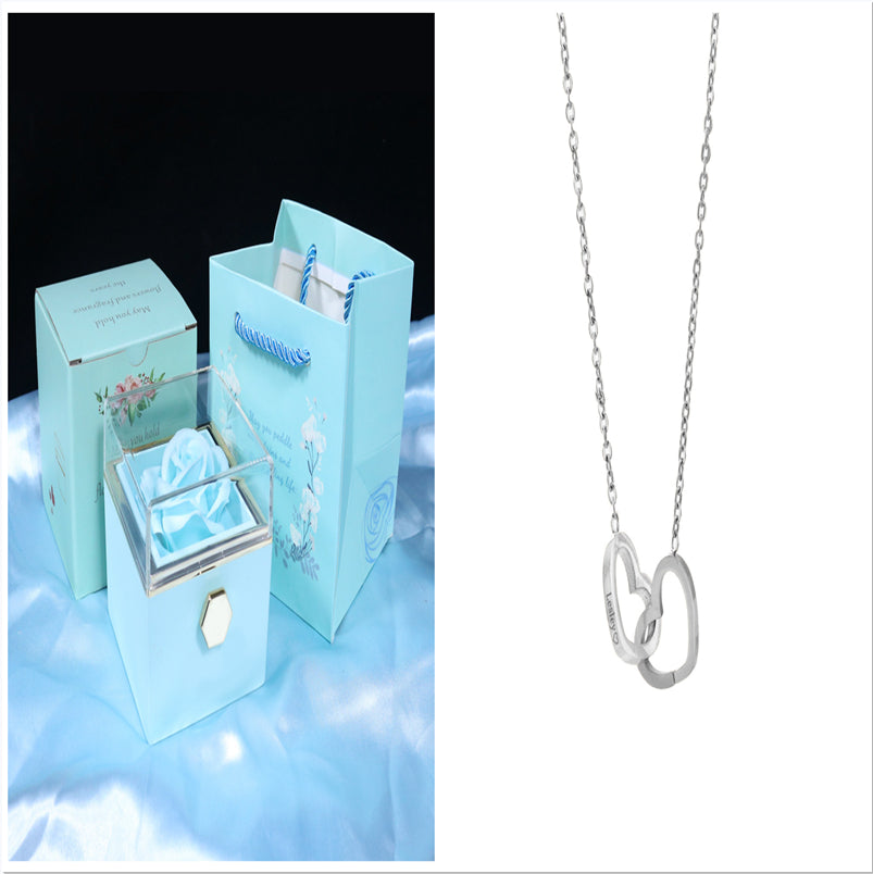 Rotating Rose Jewelry Gift Box with Necklace