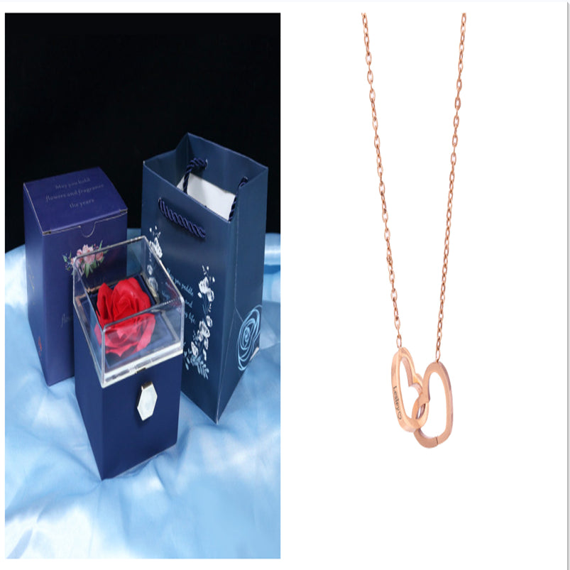 Rotating Rose Jewelry Gift Box with Necklace